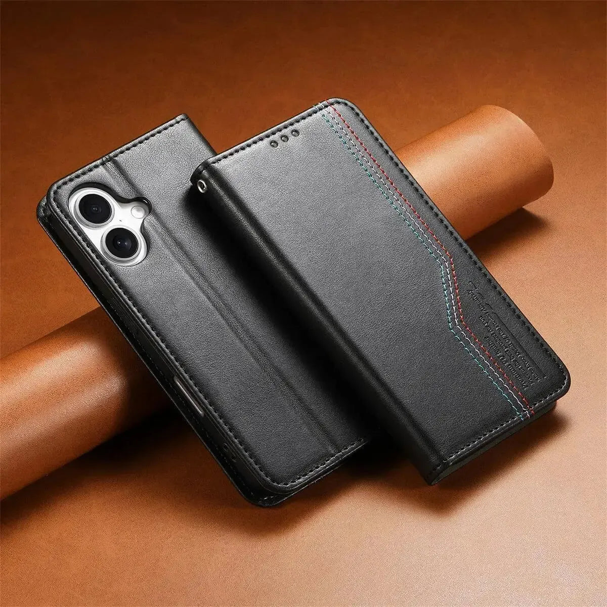 Buy Leather Flip Wallet Case for iPhone 17, Business Standard All-Round Protection, Mobile Phone Case with Stand Function and Magnetic Closure- ABEL at Caseles-iPhone 17 Pro Max, Black