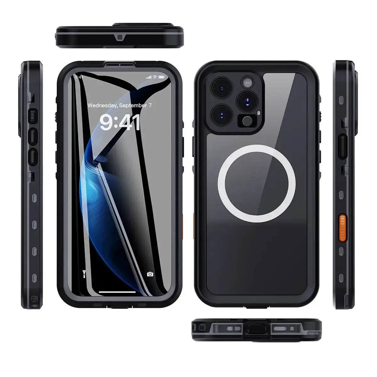 Buy IP68 Waterproof Phone Case, Support Magsafe, Built in Screen Protector, Full Body Heavy Duty Shockproof,Aiden at Caseles-iPhone 17 Pro Max, Black