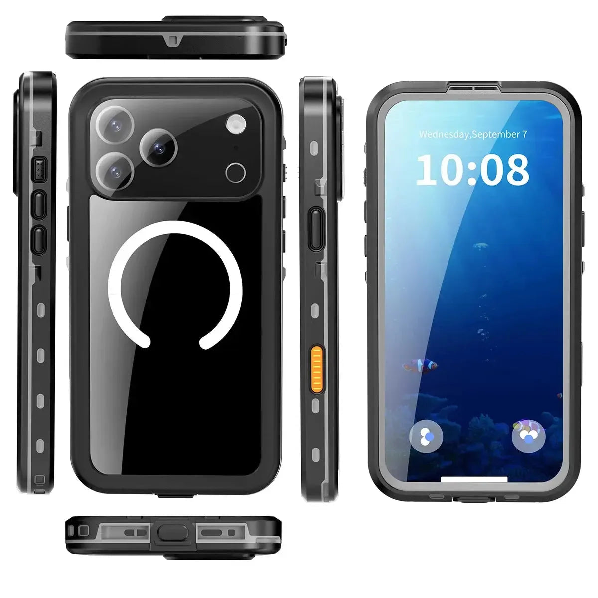 Buy IP68 Waterproof Phone Case, Support Magsafe, Built in Screen Protector, Full Body Heavy Duty Shockproof,Aiden at Caseles-iPhone 17 Pro Max, Black