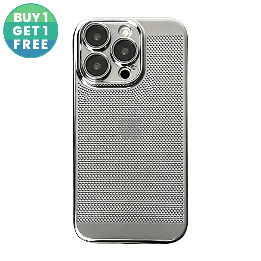 Buy Plating Breathable Heat Dissipation Mesh Cooling Case for iPhone - Alexander at Caseles-iPhone 16 Pro Max, Silver