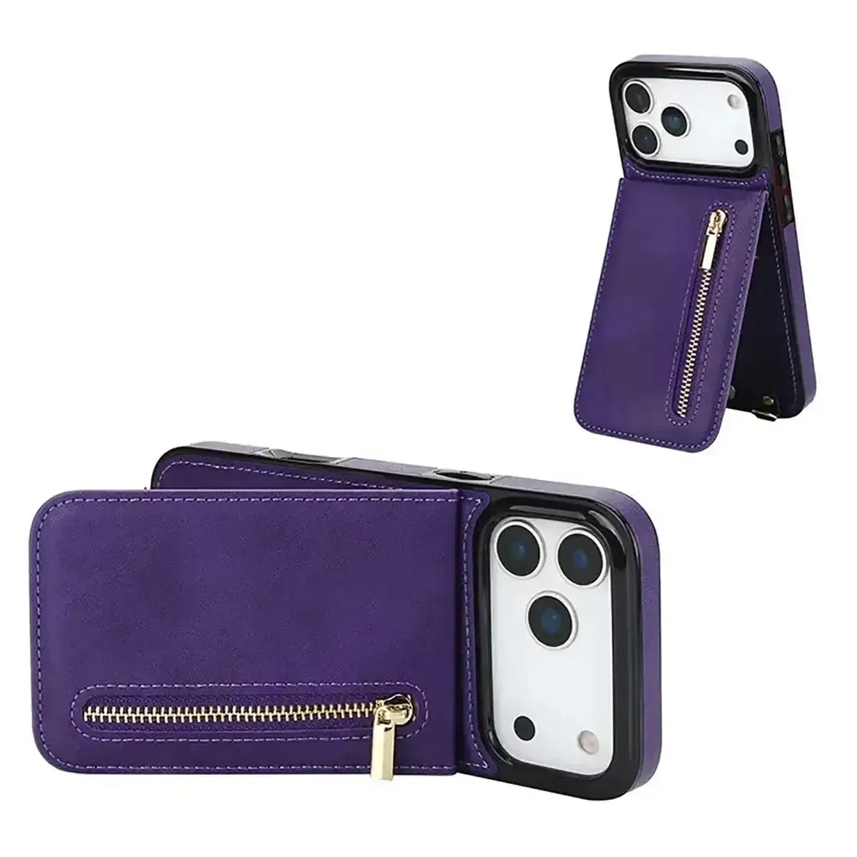 Buy Crossbody Wallet Phone Case, 5 Card Slots, Premium Leather, Kickstand Shockproof Case, Alina at Caseles-iPhone 17 Pro Max, Alina-Black