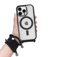 Buy Ultra Slim Magnetic Phone Case, Support Magsafe, Heavy Duty Shockproof Protective Cover, with Adjustable Crossbody Strap - Archer at Caseles-iPhone 16 Pro Max, Gray