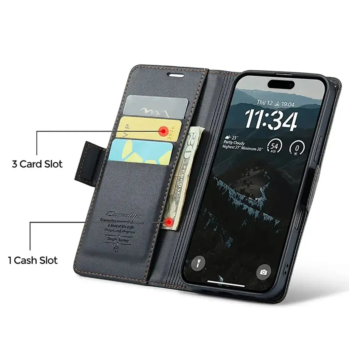 Buy Premium PU Leather Multi-Function Flip iPhone Case with Card Slots, Wallet Pocket, Kickstand, and Full-Body Protection, ARIA at Caseles-iPhone 17 Pro Max, Aria-Green