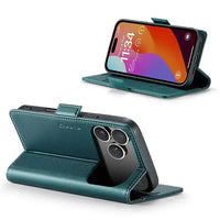 Buy Premium PU Leather Multi-Function Flip iPhone Case with Card Slots, Wallet Pocket, Kickstand, and Full-Body Protection, ARIA at Caseles-iPhone 17 Pro Max, Aria-Green