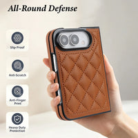 Buy Chic Quilted PU Leather Case with Layered Protection, PC Frame, 2mm Raised Camera Edge & 1.2mm Raised Screen Bezel for iPhone Duo - CALLA at Caseles-iPhone Duo, Black