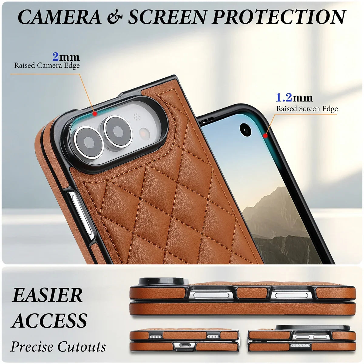 Buy Chic Quilted PU Leather Case with Layered Protection, PC Frame, 2mm Raised Camera Edge & 1.2mm Raised Screen Bezel for iPhone Duo - CALLA at Caseles-iPhone Duo, Black