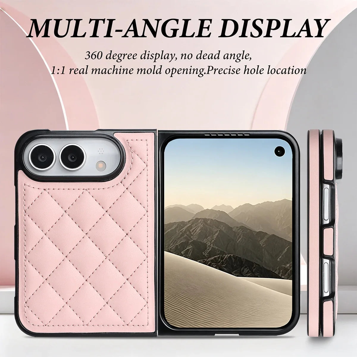 Buy Chic Quilted PU Leather Case with Layered Protection, PC Frame, 2mm Raised Camera Edge & 1.2mm Raised Screen Bezel for iPhone Duo - CALLA at Caseles-iPhone Duo, Black
