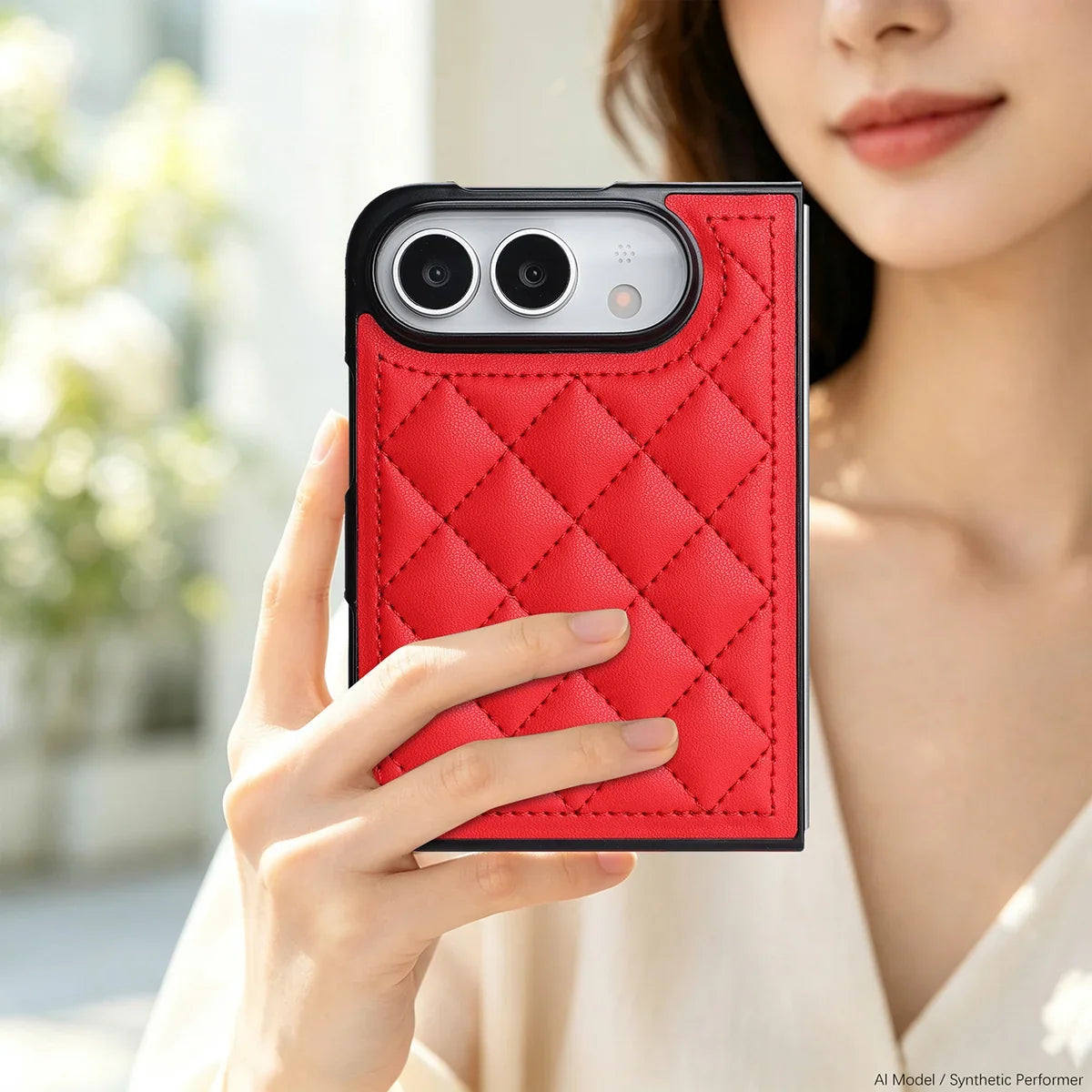 Buy Chic Quilted PU Leather Case with Layered Protection, PC Frame, 2mm Raised Camera Edge & 1.2mm Raised Screen Bezel for iPhone Duo - CALLA at Caseles-iPhone Duo, Black
