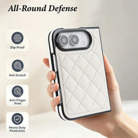 Buy Chic Quilted PU Leather Case with Layered Protection, PC Frame, 2mm Raised Camera Edge & 1.2mm Raised Screen Bezel for iPhone Duo - CALLA at Caseles-iPhone Duo, Black