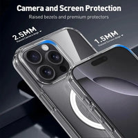 Buy Slim crystal-clear MagSafe iPhone case with strong magnetic adsorption, anti-yellowing durability, and military-grade drop protection - iPhone MagSafe Clear Case at Caseles -iPhone 17 Pro Max, 