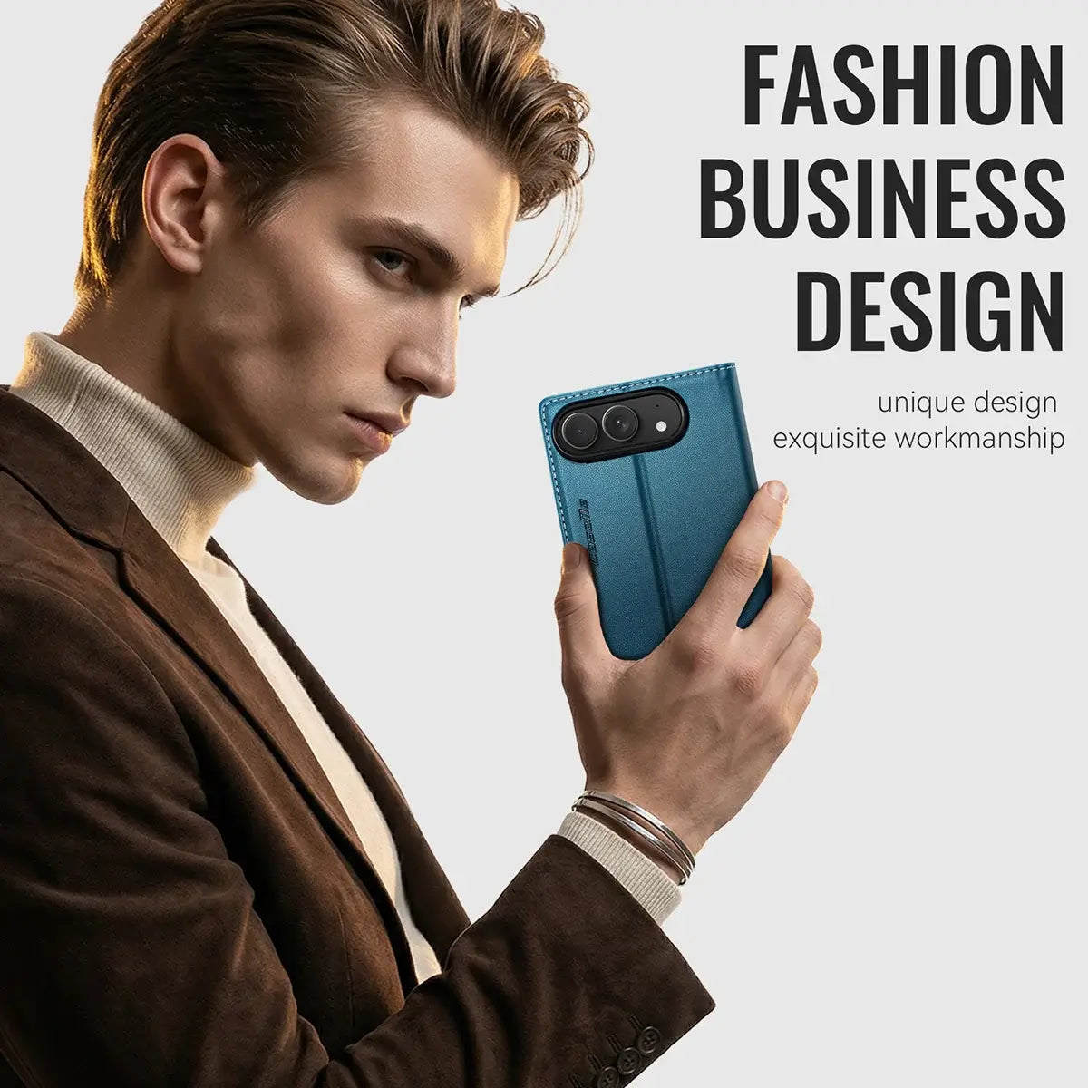 Buy Slim & Lightweight Flip Folio with 2 Card Slots, 1 Cash Slot, RFID Protection, Magnetic Closure & Wireless Charging Support for iPhone Duo - CLEO at Caseles-iPhone Duo, Black