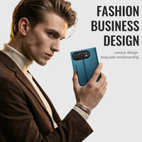Buy Slim & Lightweight Flip Folio with 2 Card Slots, 1 Cash Slot, RFID Protection, Magnetic Closure & Wireless Charging Support for iPhone Duo - CLEO at Caseles-iPhone Duo, Black