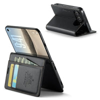 Buy Slim & Lightweight Flip Folio with 2 Card Slots, 1 Cash Slot, RFID Protection, Magnetic Closure & Wireless Charging Support for iPhone Duo - CLEO at Caseles-iPhone Duo, Black
