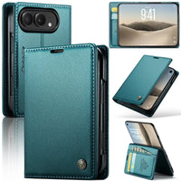 Buy Slim & Lightweight Flip Folio with 2 Card Slots, 1 Cash Slot, RFID Protection, Magnetic Closure & Wireless Charging Support for iPhone Duo - CLEO at Caseles-iPhone Duo, Green