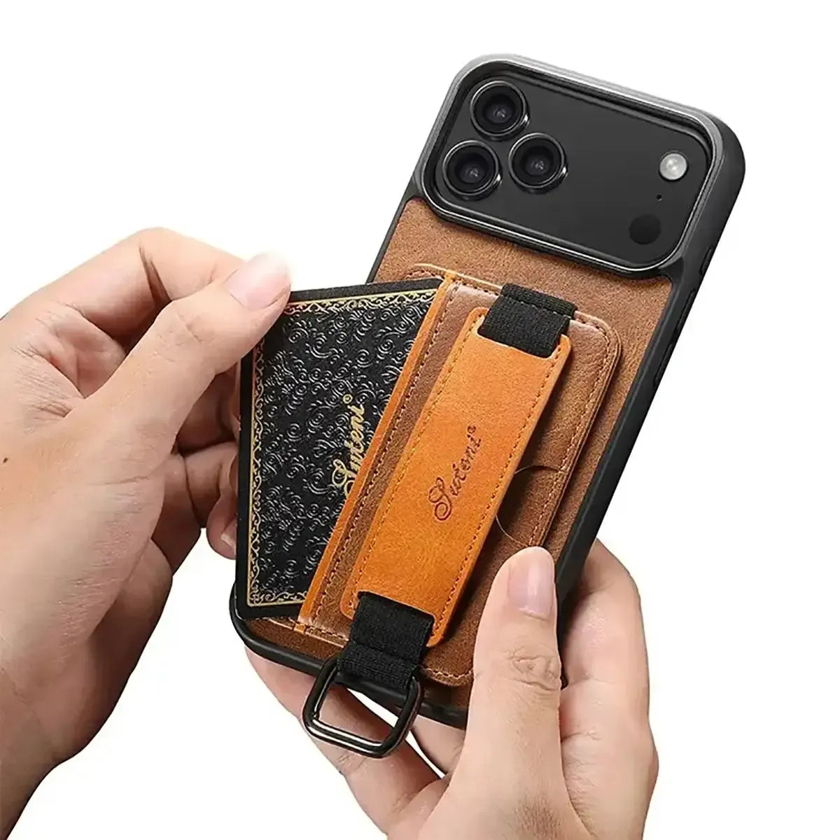 Buy Full Coverage Protection, Leather Phone case, Phone Stander, Card Holder Wallet Case ,Ezra at Caseles-iPhone 17 Pro Max, Ezra-Brown
