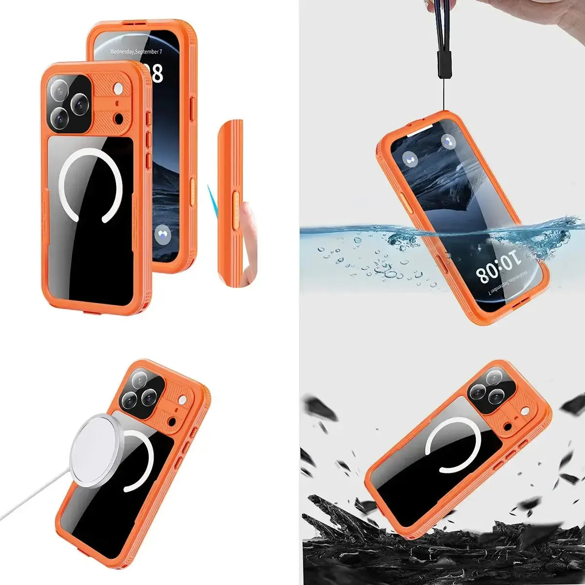Buy IP68 Waterproof Phone Case, Compatible with Magsafe, Built in Screen Protector, 14FT Shockproof, Rugged Metal Full Body Aluminum Cover - Kayden at Caseles-iPhone 17 Pro Max, Black