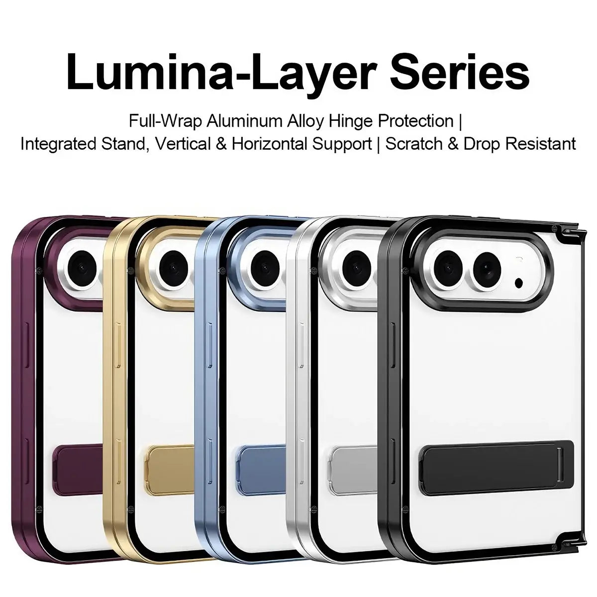 Buy Multi-Functional Aluminum Alloy Case with Full-Wrap Hinge, All-in-One Kickstand, Micro Matte Back & Precision Camera Defense - KOREN at Caseles-iPhone Duo, Black