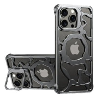 Buy Luxury Metal Case with Magnetic Lens Ring & Stand, Seamlessly Integrates with MagSafe, Shockproof & Enhanced Cooling - Levi at Caseles-iPhone 16 Pro Max, Black
