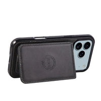 Buy Leather Wallet Case for iPhone with 4 Card Holder, RFID Protection & Car Mount Ready - MAVERICK at Caseles-iPhone 17 Pro Max, Brown