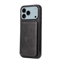 Buy Leather Wallet Case for iPhone with 4 Card Holder, RFID Protection & Car Mount Ready - MAVERICK at Caseles-iPhone 17 Pro Max, Brown