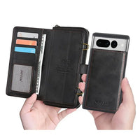 Buy Classic Crossbody Detachable Magnetic Wallet Phone Case For Pixel Phone, High Capacity with Strap - MELON at Caseles-Google Pixel 9 Pro XL, Melon-Brown