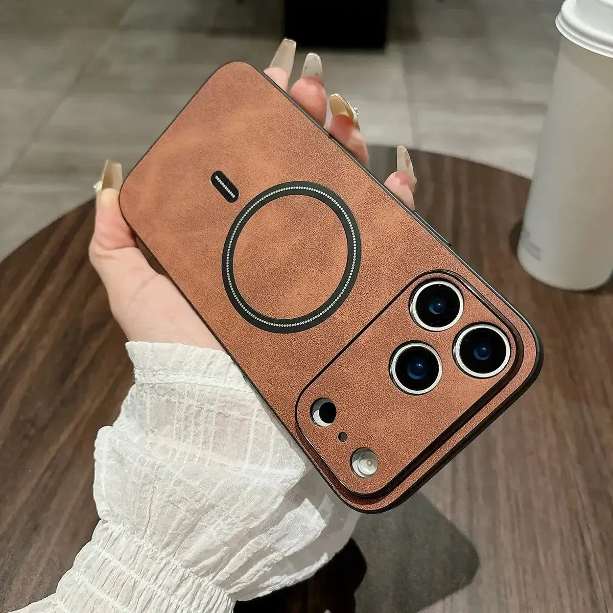 Buy Caseles MagSafe-compatible Ultra-Soft Nappa Leather with SnapLock Technology,Nappa at Caseles-iPhone 17 Pro Max, Brown