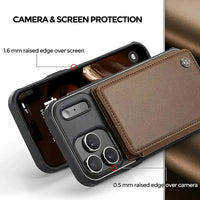 Buy Leather Flip Folio Phone Wallet Case, Magnetic Snap & RFID Blocking Card Slots, Kickstand Shockproof Protective Cover - NASH at Caseles-iPhone 17 Pro Max, Nash-Black