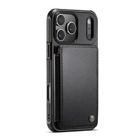 Buy Leather Flip Folio Phone Wallet Case, Magnetic Snap & RFID Blocking Card Slots, Kickstand Shockproof Protective Cover - NASH at Caseles-iPhone 17 Pro Max, Nash-Black