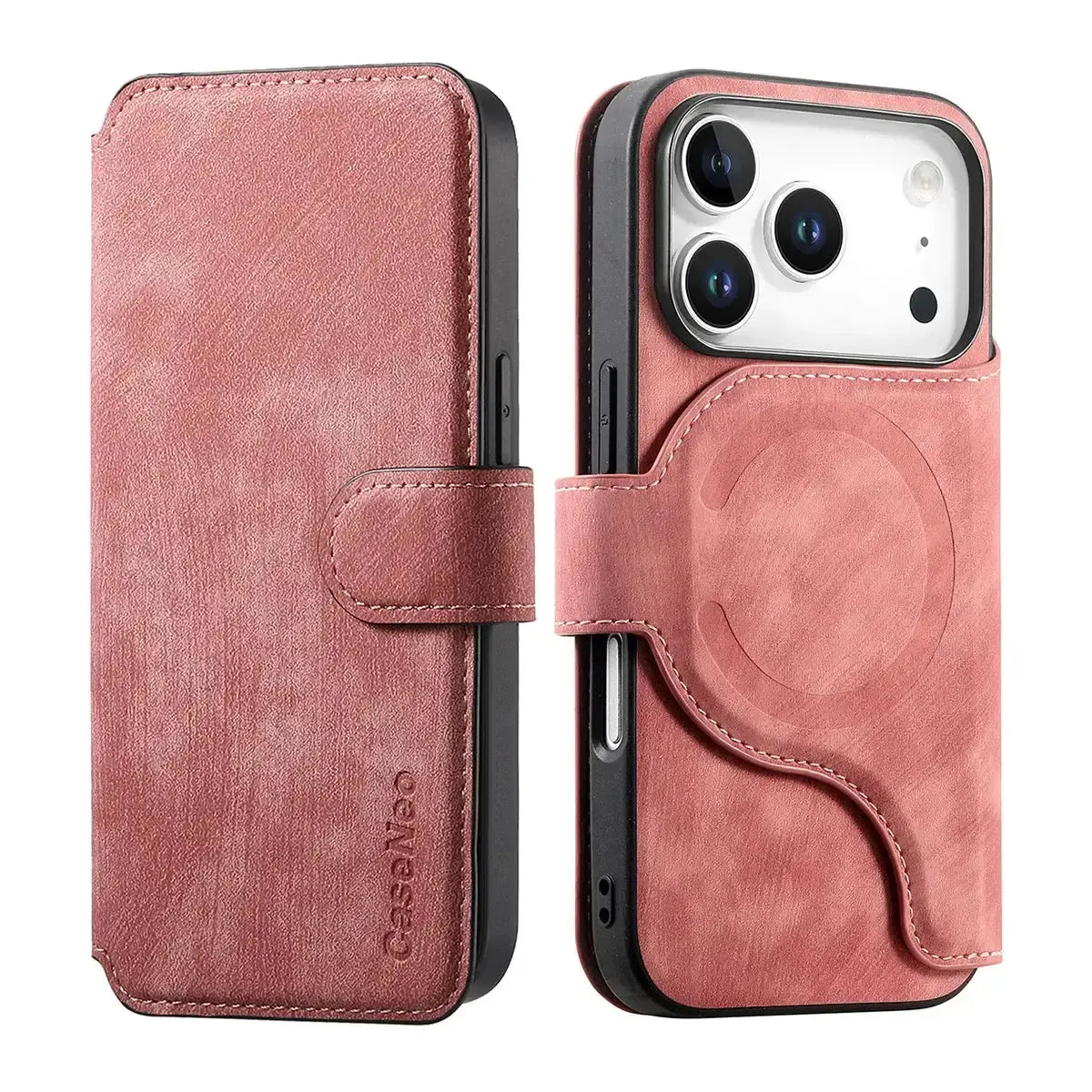 Buy Retro Magnetic Wallet Case, Support Magsafe, Detachable 2in1 Folio Flip Cover, with Card Slots - Nelson at Caseles-iPhone 17 Pro Max, Black