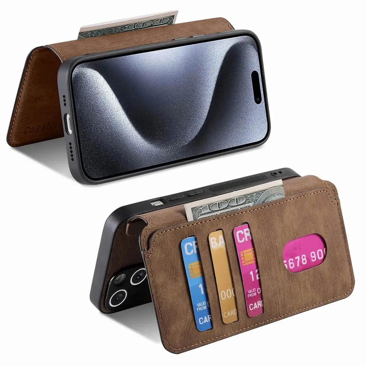Buy Retro Magnetic Wallet Case, Support Magsafe, Detachable 2in1 Folio Flip Cover, with Card Slots - Nelson at Caseles-iPhone 16 Pro Max, Black