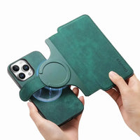 Buy Retro Magnetic Wallet Case, Support Magsafe, Detachable 2in1 Folio Flip Cover, with Card Slots - Nelson at Caseles-iPhone 17 Pro Max, Black