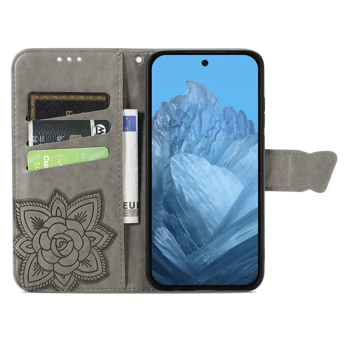 Buy Wallet Case for Google Pixel, Leather Flip Cover with Card Slots, Wrist Strap, Butterfly Embossed Design, Stand Feature for Women - Piper at Caseles-Google Pixel 10 Pro XL, Black