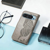 Buy Wallet Case for Google Pixel, Leather Flip Cover with Card Slots, Wrist Strap, Butterfly Embossed Design, Stand Feature for Women - Piper at Caseles-Google Pixel 10 Pro XL, Black