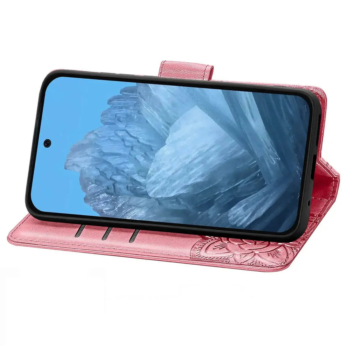 Buy Wallet Case for Google Pixel, Leather Flip Cover with Card Slots, Wrist Strap, Butterfly Embossed Design, Stand Feature for Women - Piper at Caseles-Google Pixel 10 Pro XL, Black