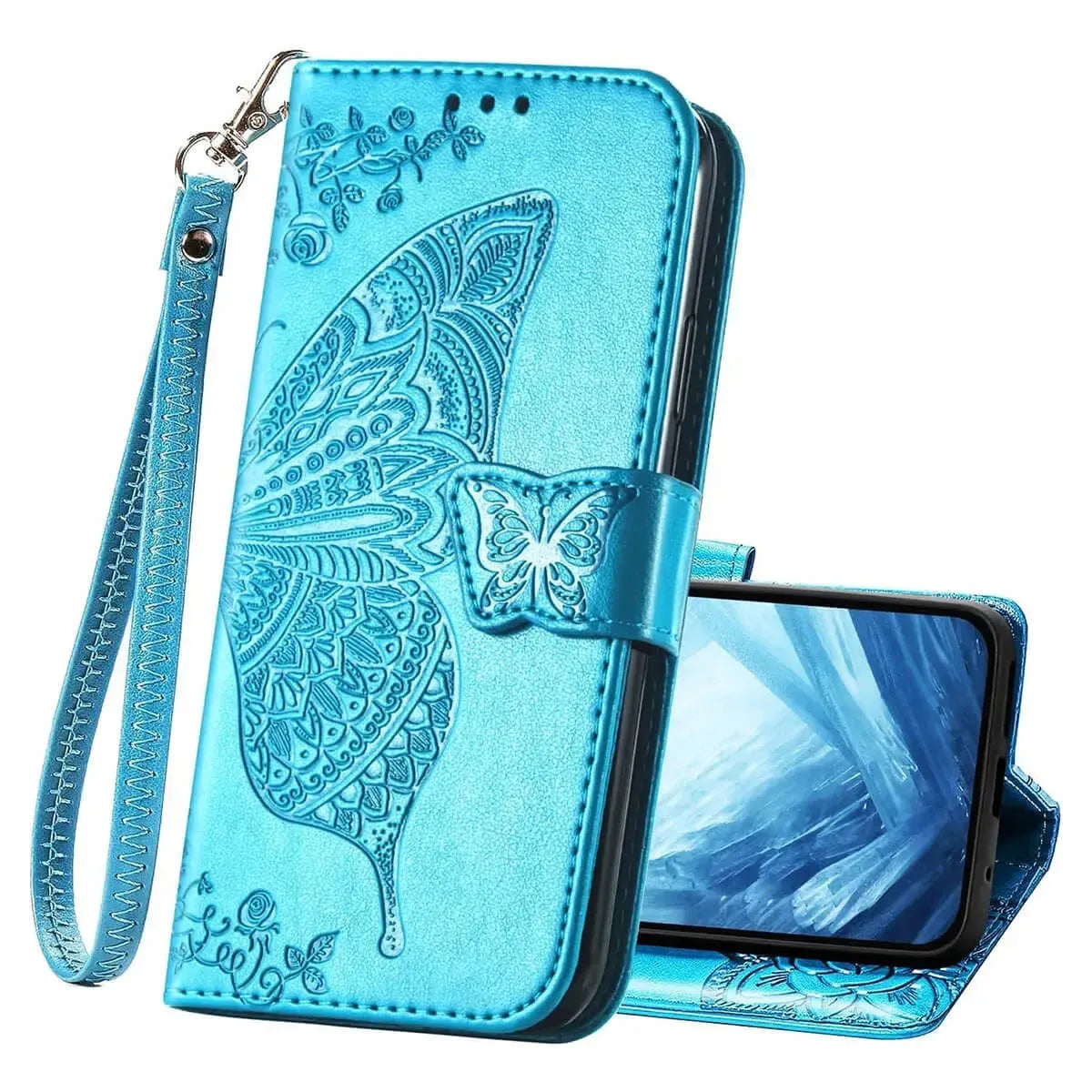 Buy Wallet Case for Google Pixel, Leather Flip Cover with Card Slots, Wrist Strap, Butterfly Embossed Design, Stand Feature for Women - Piper at Caseles-Google Pixel 10 Pro XL, Black