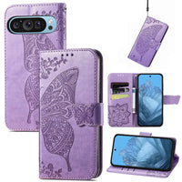 Buy Wallet Case for Google Pixel, Leather Flip Cover with Card Slots, Wrist Strap, Butterfly Embossed Design, Stand Feature for Women - Piper at Caseles-Google Pixel 10 Pro XL, Light Purple