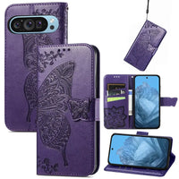Buy Wallet Case for Google Pixel, Leather Flip Cover with Card Slots, Wrist Strap, Butterfly Embossed Design, Stand Feature for Women - Piper at Caseles-Google Pixel 10 Pro XL, Purple