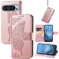 Buy Wallet Case for Google Pixel, Leather Flip Cover with Card Slots, Wrist Strap, Butterfly Embossed Design, Stand Feature for Women - Piper at Caseles-Google Pixel 10 Pro XL, Rose Gold