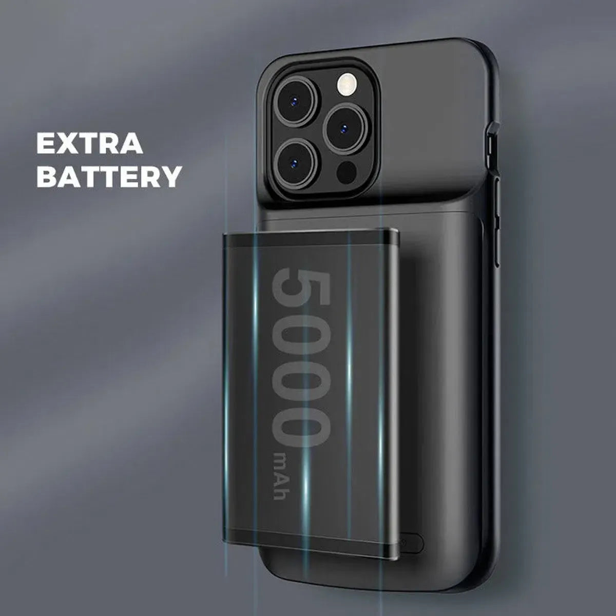 Buy Classic Battery Phone Case, Portable Charging Case, Support Wired Headphone, Ultra Slim Portable Rechargeable Battery Pack Charging - POWER CASE at Caseles-iPhone 16 Pro Max, 