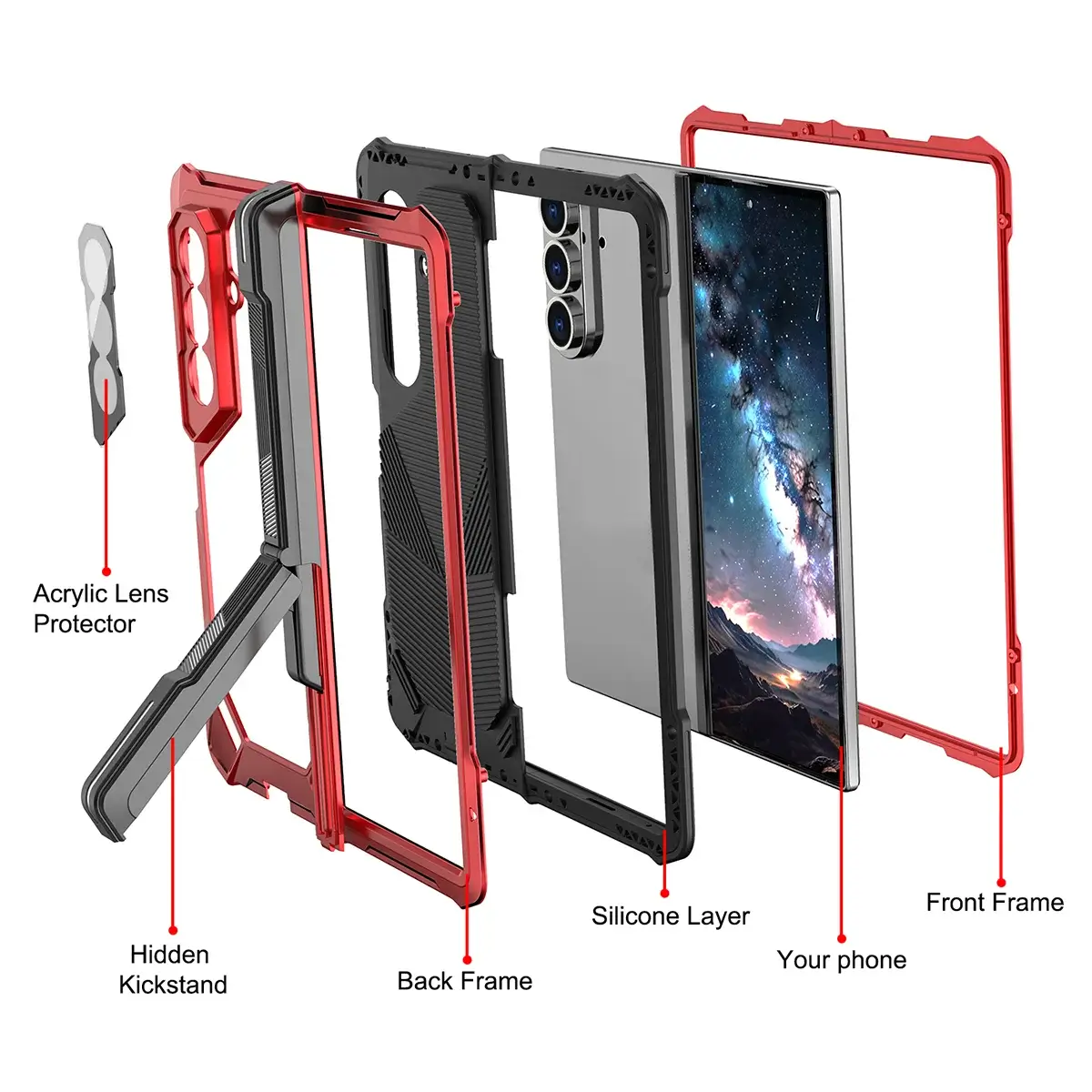 Buy Heavy-Duty Magnetic Case with Built-In PET Screen Protector, Hinge Guard & 18FT Drop Defense - ROOK at Caseles-Samsung Galaxy Z Fold 8 Ultra, Black