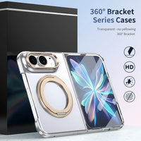 Buy Transparent Magnetic Case with 360° Metal Ring Stand, 1:1 Precise Camera Protection, Screen Protector & 12FT Drop Defense - REVON at Caseles-iPhone Duo, Black