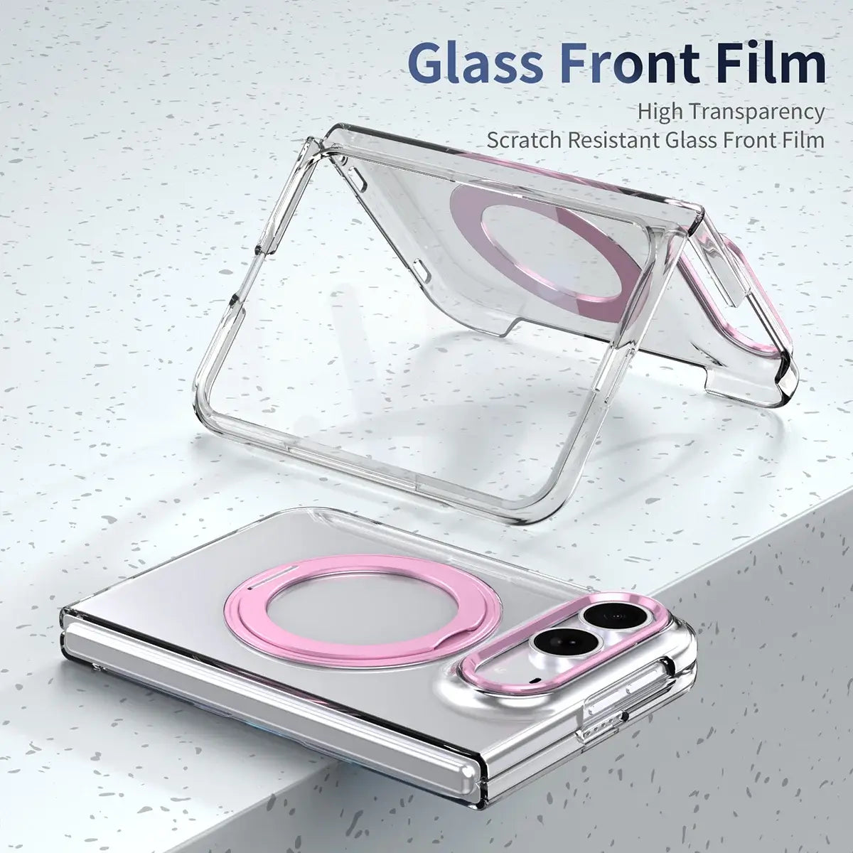 Buy Transparent Magnetic Case with 360° Metal Ring Stand, 1:1 Precise Camera Protection, Screen Protector & 12FT Drop Defense - REVON at Caseles-iPhone Duo, Black
