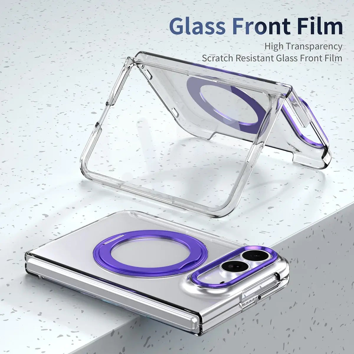 Buy Transparent Magnetic Case with 360° Metal Ring Stand, 1:1 Precise Camera Protection, Screen Protector & 12FT Drop Defense - REVON at Caseles-iPhone Duo, Black