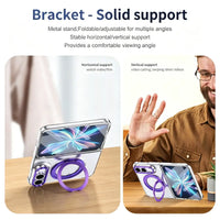 Buy Transparent Magnetic Case with 360° Metal Ring Stand, 1:1 Precise Camera Protection, Screen Protector & 12FT Drop Defense - REVON at Caseles-iPhone Duo, Black