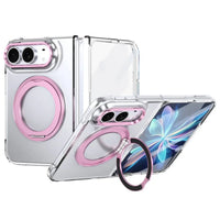 Buy Transparent Magnetic Case with 360° Metal Ring Stand, 1:1 Precise Camera Protection, Screen Protector & 12FT Drop Defense - REVON at Caseles-iPhone Duo, Pink