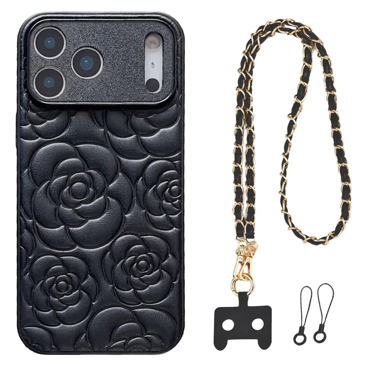 Buy Camellia Quilted Case with 1.2m Crossbody Strap, Universal Single & Dual Hole Attachment, Shockproof Fashion Cover - SMITA at Caseles-iPhone 17 Pro Max, Camellia