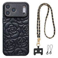 Buy Camellia Quilted Case with 1.2m Crossbody Strap, Universal Single & Dual Hole Attachment, Shockproof Fashion Cover - SMITA at Caseles-iPhone 17 Pro Max, Camellia