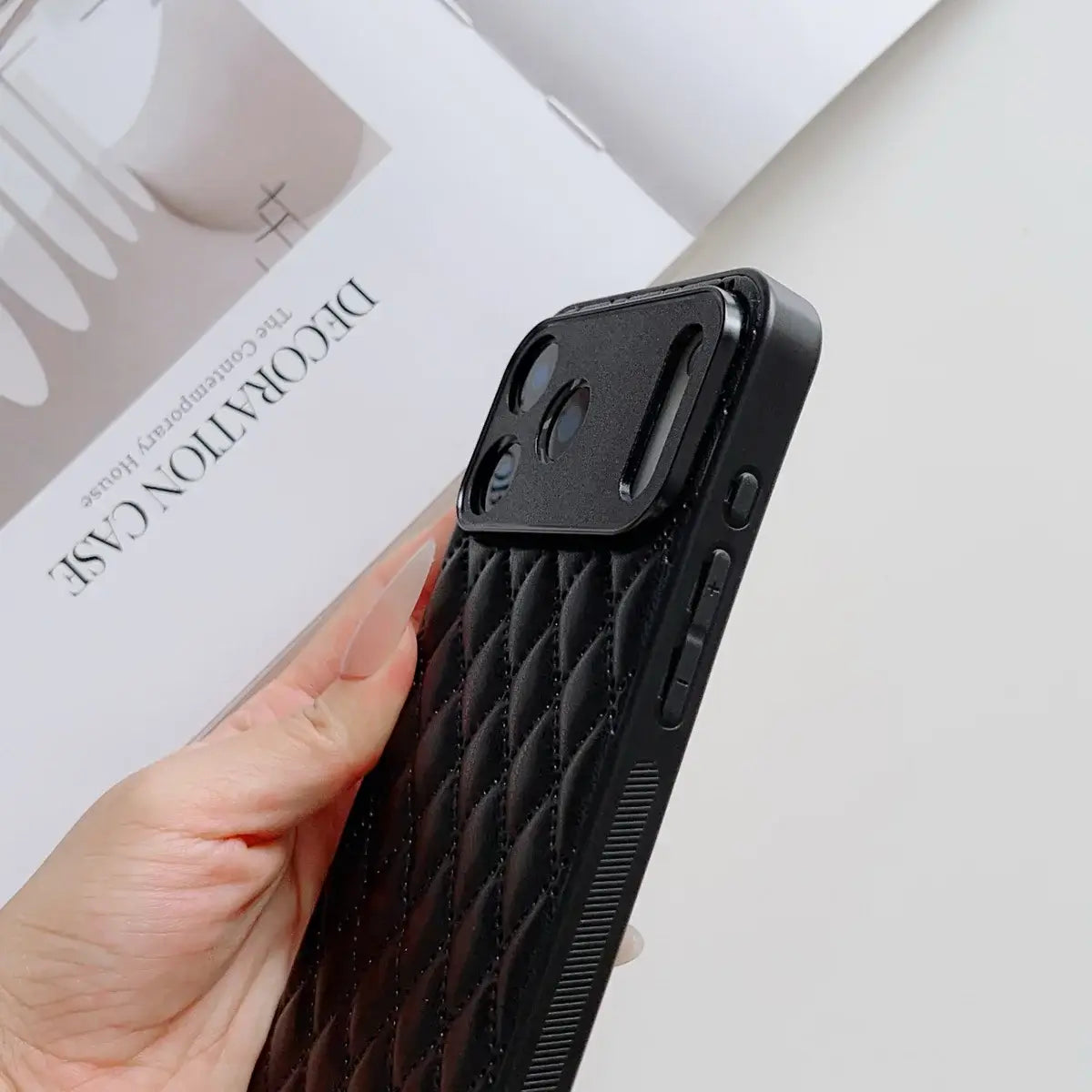 Buy Camellia Quilted Case with 1.2m Crossbody Strap, Universal Single & Dual Hole Attachment, Shockproof Fashion Cover - SMITA at Caseles-iPhone 17 Pro Max, Quilting