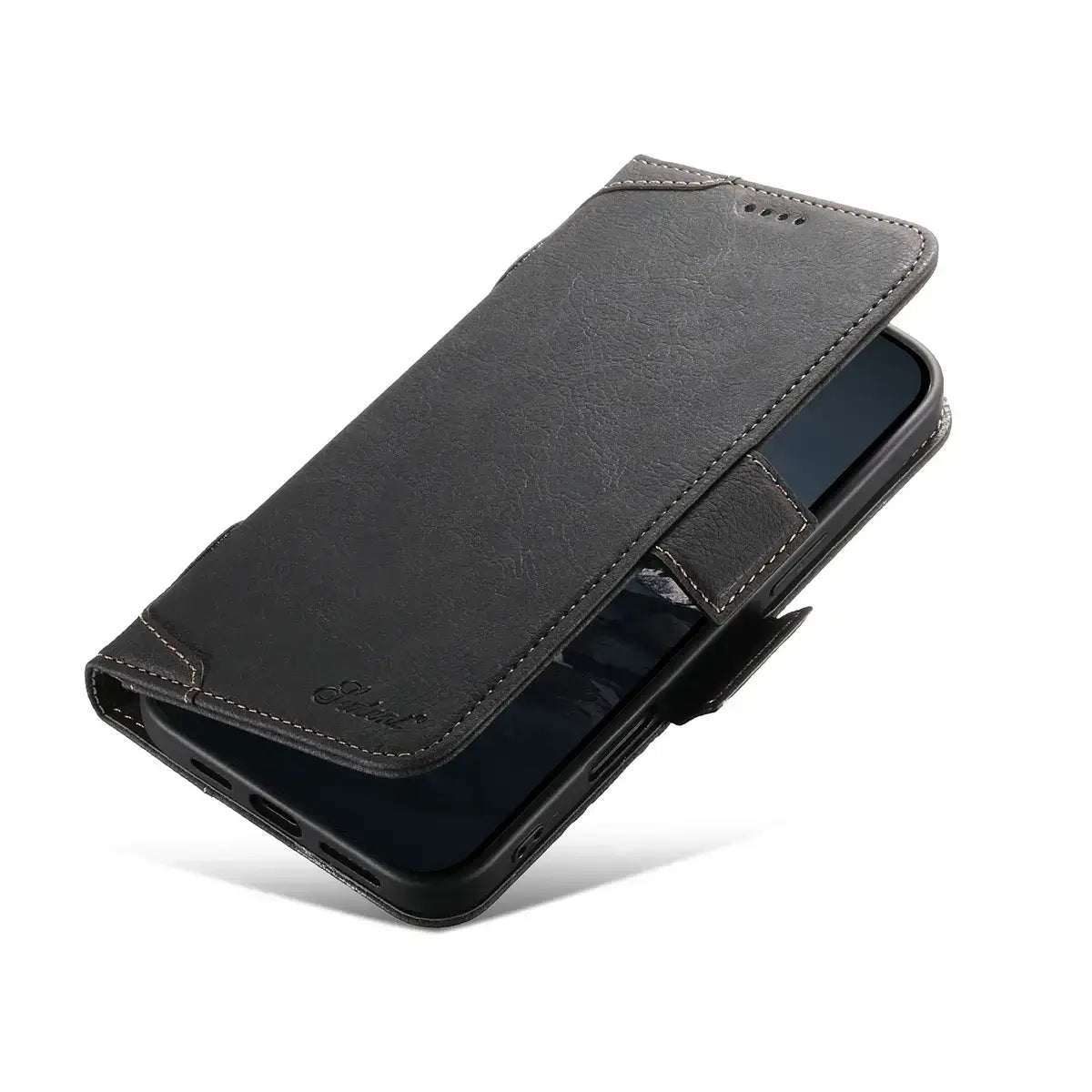 Buy Premium Magnetic Leather Wallet Case for iPhone, RFID Blocking Card Holder & Kickstand, Magsafe Compatible Slim Flip Cover - SUTTON at Caseles-iPhone 17 Pro Max, Brown