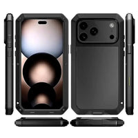 Buy Classic Full Body Metal Armor Phone Case, with Screen Protector, Heavy Duty Defender Shockproof Case - TADDEO at Caseles-iPhone 17 Pro Max, Taddeo-Black